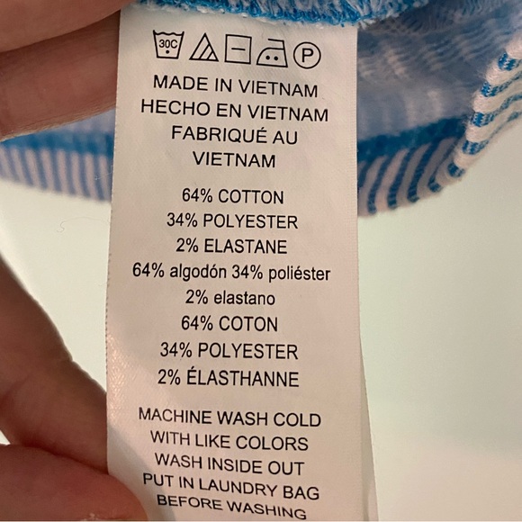 Michael Kors Blue and White Seersucker Sleeveless Top Size M - Picture 4 of 5